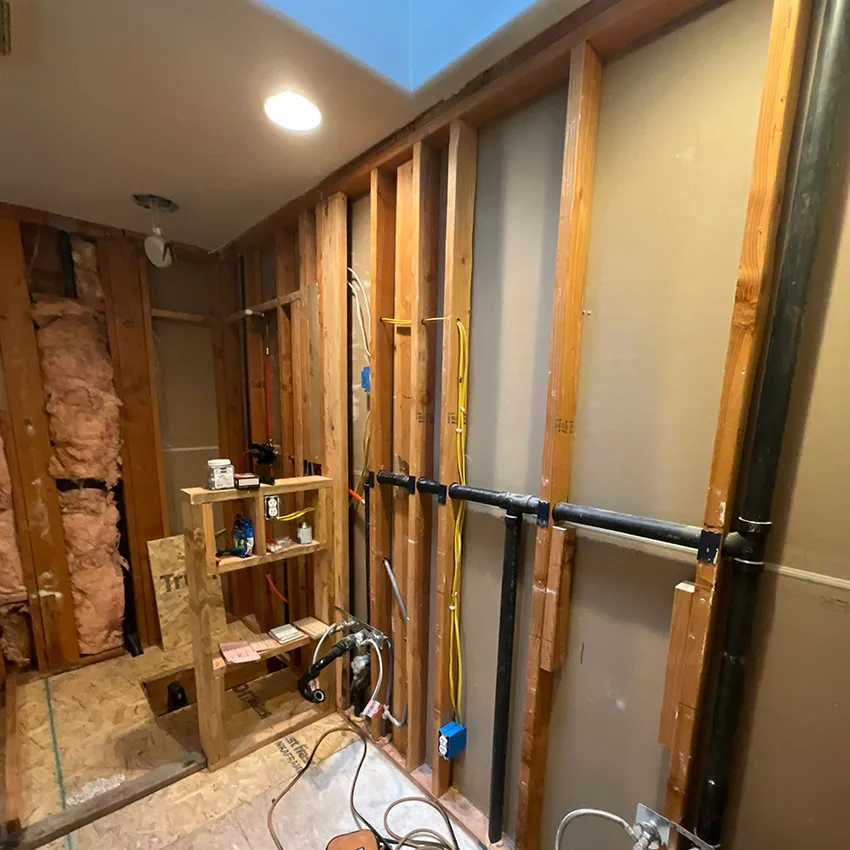 Bathroom Remodeling framing and structural preparation